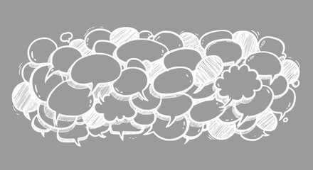 Sketchy Hand-Drawn Speech Bubbles Communication Conversation Doodle Ba