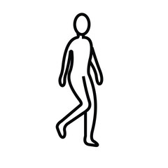 The vector illustration icon actually looks like a general human icon, meaning it can represent a man a woman. However, it resembles a woman walking with one leg raised and a shaved head. 
