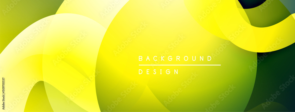 Fototapete Abstract yellow, green gradients. Fluid shapes overlap creating dynamic visual texture. Modern design element for backgrounds.