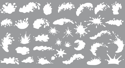 White Milk Splatter Splash Drip Blob Set Collection Vector Graphic Des