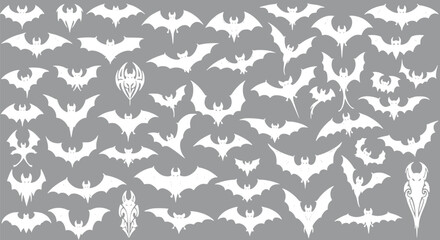 Collection of White Bats Clipart Halloween Bats Vector Bats Bat Silhou