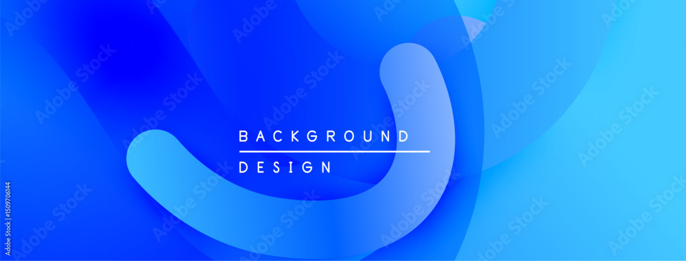Fototapete Abstract blue background. Overlapping shapes create dynamic visual effect. Text reads background design. Smooth gradients dominate composition.