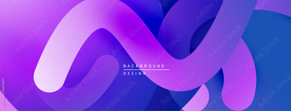 Aufkleber abstract flowing shapes, vibrant purple, blue gradients. modern design, smooth curves create dynamic