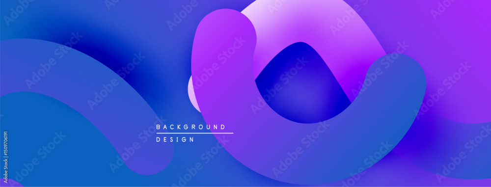 Aufkleber Abstract fluid shapes blend purple, blue hues. Gradient design creates dynamic visual effect. Modern background element.