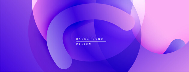 Abstract fluid shapes, vibrant purple hues, modern design. Gradient layers create dynamic visual effect. Minimalist composition.