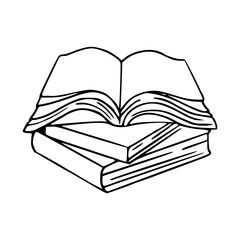 study books line art graphic design element