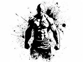 Powerful muscular figure, graphic design