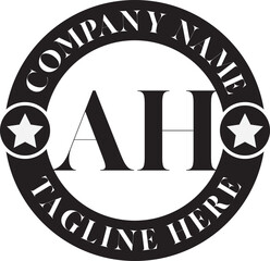 AH Luxury circle Logo Design AB To AZ