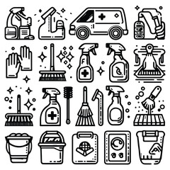 vector clip art set of cleaning elements