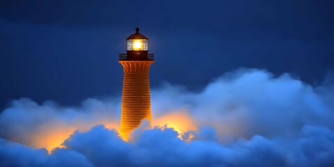 Obraz premium Lighthouse Piercing the Clouds