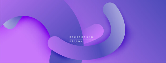 Abstract purple waves create dynamic background. Smooth gradients, flowing shapes suggest movement, modern design elements.