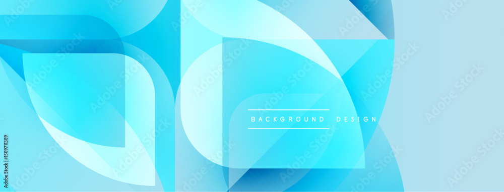Aufkleber Abstract blue shapes overlap, creating dynamic visual effect. Modern design elements suggest technology, innovation. Light gradients enhance depth.
