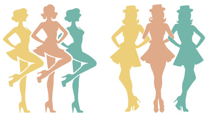 Fototapeta premium Cancan Dancers Silhouette.