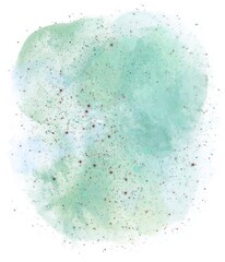 Round watercolor spot in natural green shades with textured inclusions, resembling a semiprecious gemstone. Artistic abstract shape for design, decor, or branding on white background