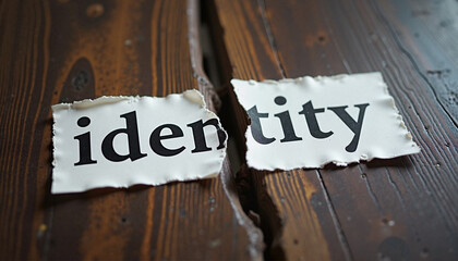 Torn Paper with the Word "Identity" (Broken Text)