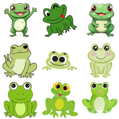 Obraz premium set of funny cartoon frogs