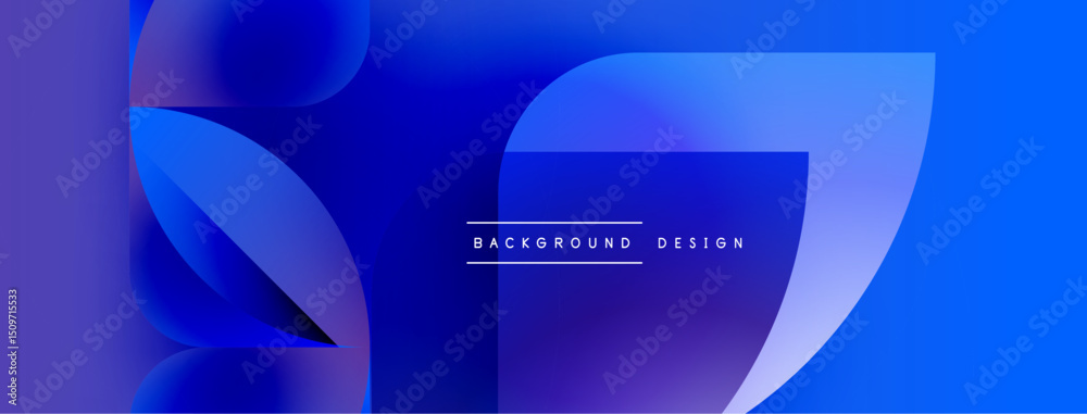Fototapete Abstract blue gradient shapes overlap. Modern design features text background design. Vivid colors create dynamic visual impact.
