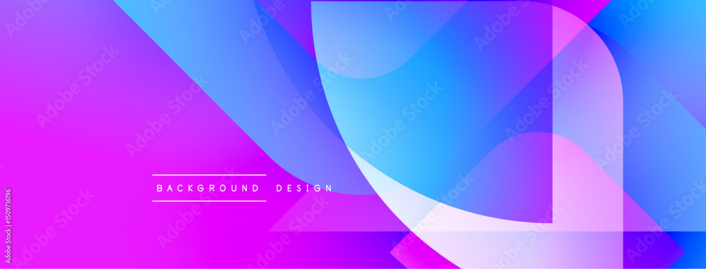 Fototapete abstract vibrant design. overlapping shapes create dynamic purple, blue gradients. minimal text read