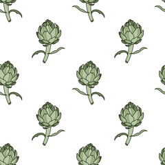 Seamless pattern with artichokes