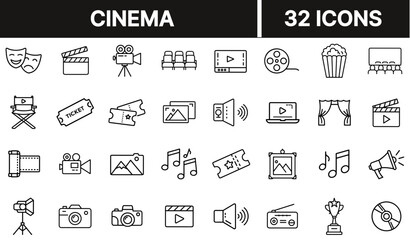 Cinema Icon Representing Movie Theater, Film Entertainment, and Visual Media