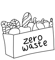 Hand drawn Reusable bag Illustration, Reusable Grocery Bag Full of Food,