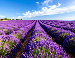 Fototapeta premium Lavender field under a vibrant sky (1)