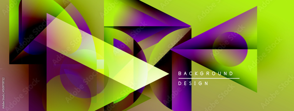 Aufkleber abstract geometric shapes overlap, creating vibrant color gradients. yellow, purple, black dominate 