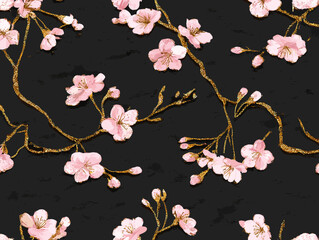 cherry blossom, flower, pattern, floral, seamless, vector, illustration, nature, spring, blossom, design, wallpaper, decoration, flowers, pink, cherry, tree, art, leaf, beauty, plant, texture, branch,
