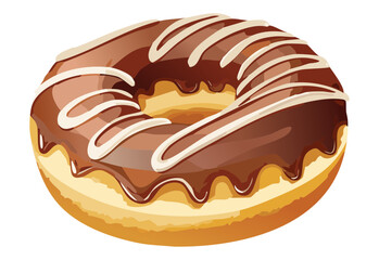 Chocolate Frosted Donut with Sweet Toppings - Vector Illustration