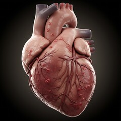 A human heart filled with cracks and lesions, symbolizing heart disease or damage.