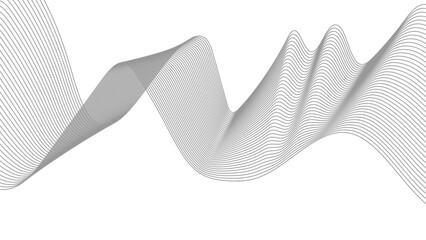Fototapeta premium Thin wavy line abstract background. Wavy line horizontal divider outline minimalist background. Abstract black lines wave curve motion on white background. Vector Illustration.