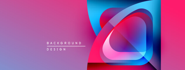 Abstract gradient shapes overlap, creating vibrant visual effect. Modern design elements suggest dynamic composition.