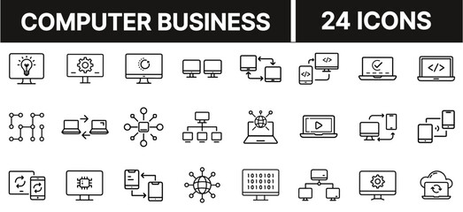 Fototapeta premium Computer Business Icon with Monitor and Graph Representing Digital Technology and Corporate Analytics