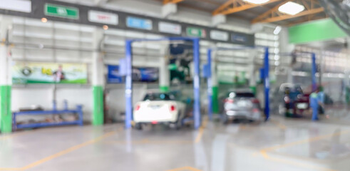 Plakat car service centre auto repair workshop blurred background
