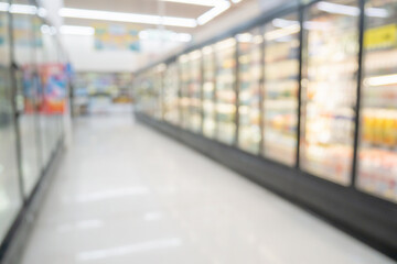 supermarket grocery store aisle and shelves blurred background