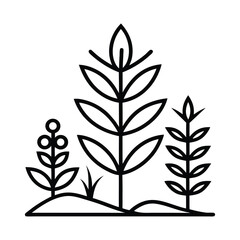 Wild Plants outline icon vector illustration