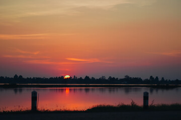 Sunset at Kaeng Loeng Chan Reservoir, Mahasarakham