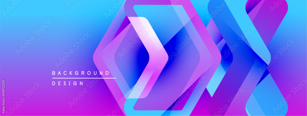Aufkleber abstract geometric shapes overlap, creating vibrant blue, purple gradient. modern design suitable fo