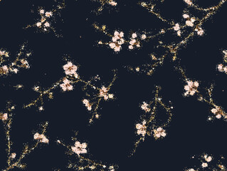 Fototapeta premium cherry blossom, flower, pattern, floral, seamless, vector, illustration, nature, spring, blossom, design, wallpaper, decoration, flowers, pink, cherry, tree, art, leaf, beauty, plant, texture, branch,