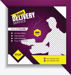 Delivery Service  promotional Social Media Post Template