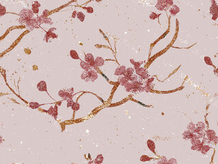 cherry blossom, flower, pattern, floral, seamless, vector, illustration, nature, spring, blossom, design, wallpaper, decoration, flowers, pink, cherry, tree, art, leaf, beauty, plant, texture, branch,