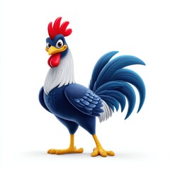 Cartoon rooster standing proudly on white background