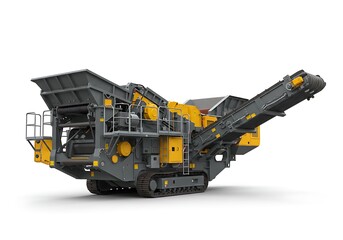 Heavy-duty industrial rock crusher on tracks