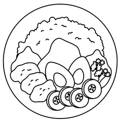 Lunch box vector icon, Lunchbox set with healthy food