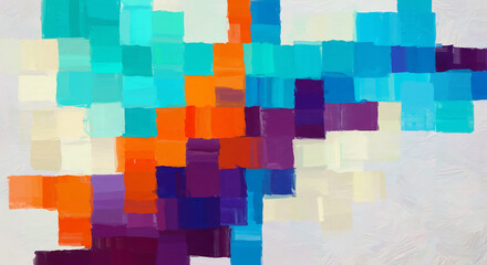 Abstract Geometric Pattern with Vibrant Textured Color Blocks
