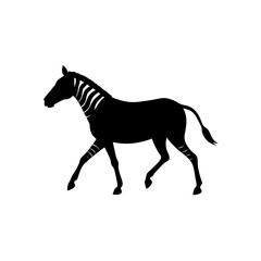 Fototapeta premium An Elegant Monochrome Vector Illustration of a Trotting Zebra in a Side Profile