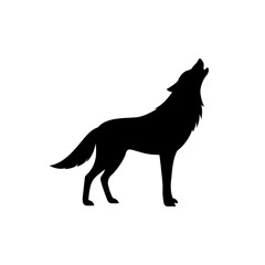 Fototapeta premium A Black Silhouette Vector Illustration of a Howling Wolf from a Side Profile