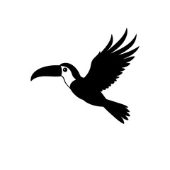 Obraz premium High Quality Monochrome Vector Graphic of a Flying Toucan in a Side View Profile