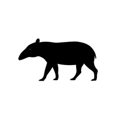 Fototapeta premium A Detailed Black Silhouette Vector Graphic Featuring a Walking Tapir Side View