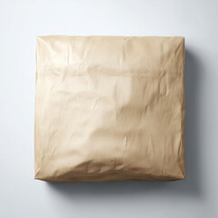 inside a large kraft paper delivery bag, the bag is slightly bulky as if full, AI Generative